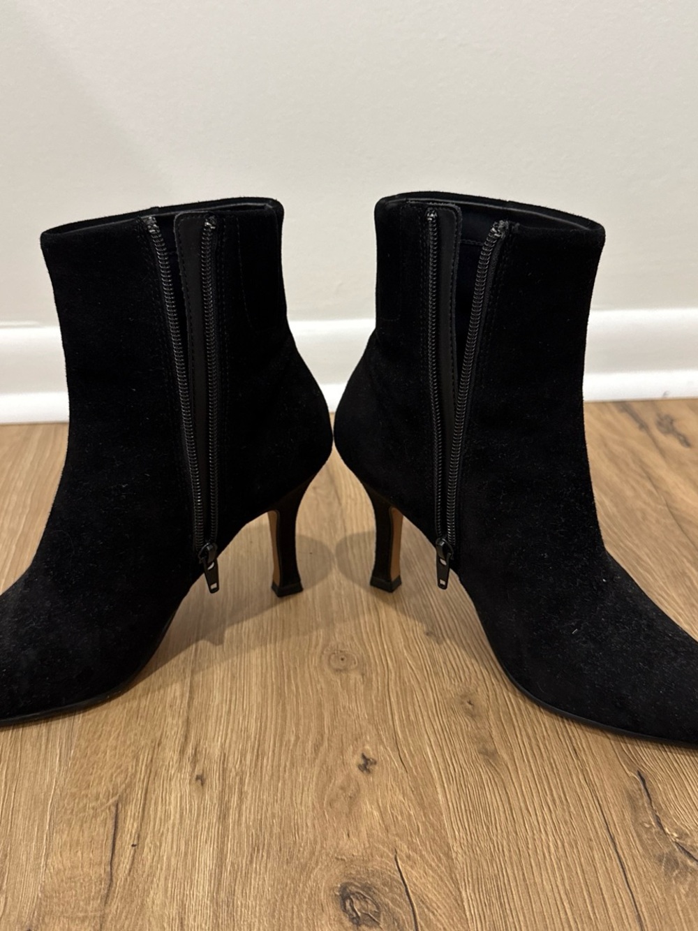 Classic Black Suede Ankle Booties with Side Zip